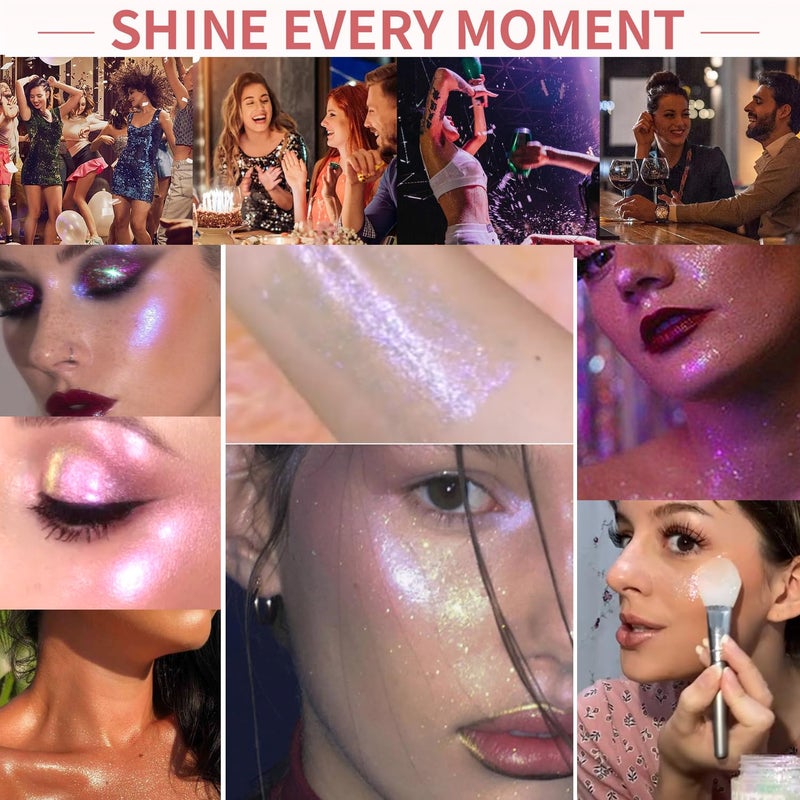 BestLand Holographic Body Glitter Gel - Cosmetic-Grade, Color Changing Halloween Glitter Makeup for Face, Body, and Hair, Safe and Easy to Use, Perfect for Festivals Parties (01 Golden Mirage) - Image 2