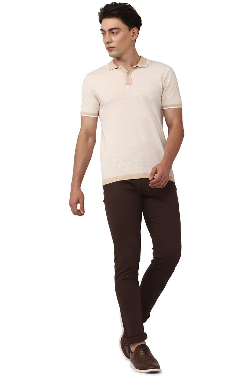 Peter England Men's Skinny Fit Mid Rise Stretchable Everyday Casual Trouser | Scoop Pocket Premium Twill Chinos | Flat Front Chocolate, 30 - Image 5