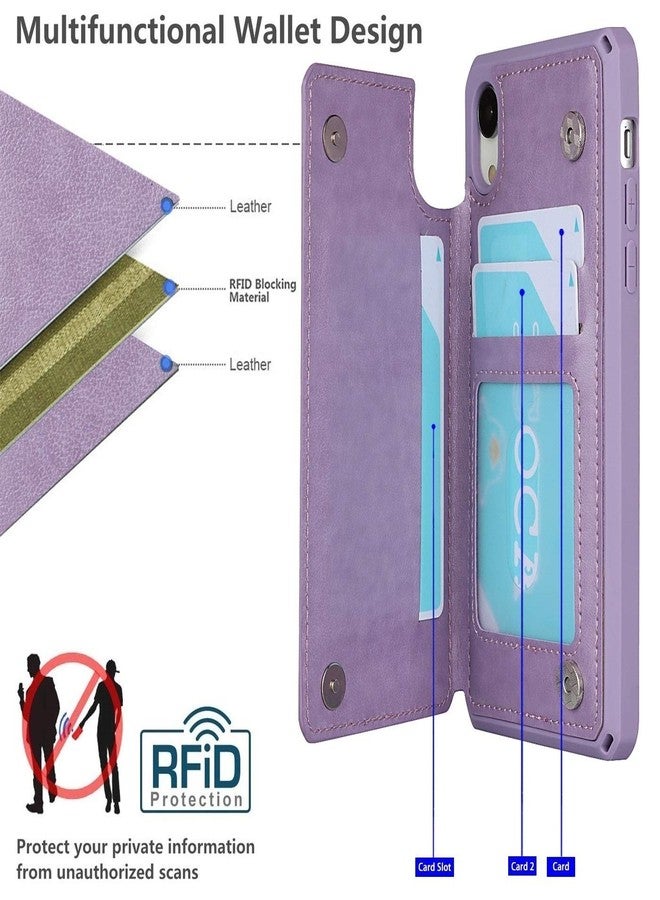 iCoverCase Compatible with iPhone X/XS Wallet Phone Case with Card Holder for Women, RFID Blocking Embossed PU Leather Wrist Strap Case 10/10S 5.8" (Heart Purple) - Image 3