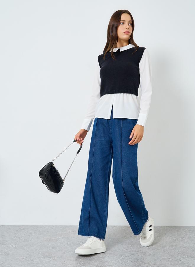 ستايلي فيست محبوك بلا أكمام مع بلوزة - Image 2