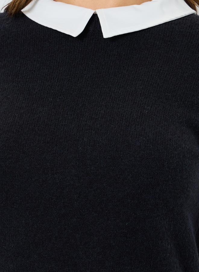 Styli Sleeveless Black Knit Vest with Shirt - Image 4