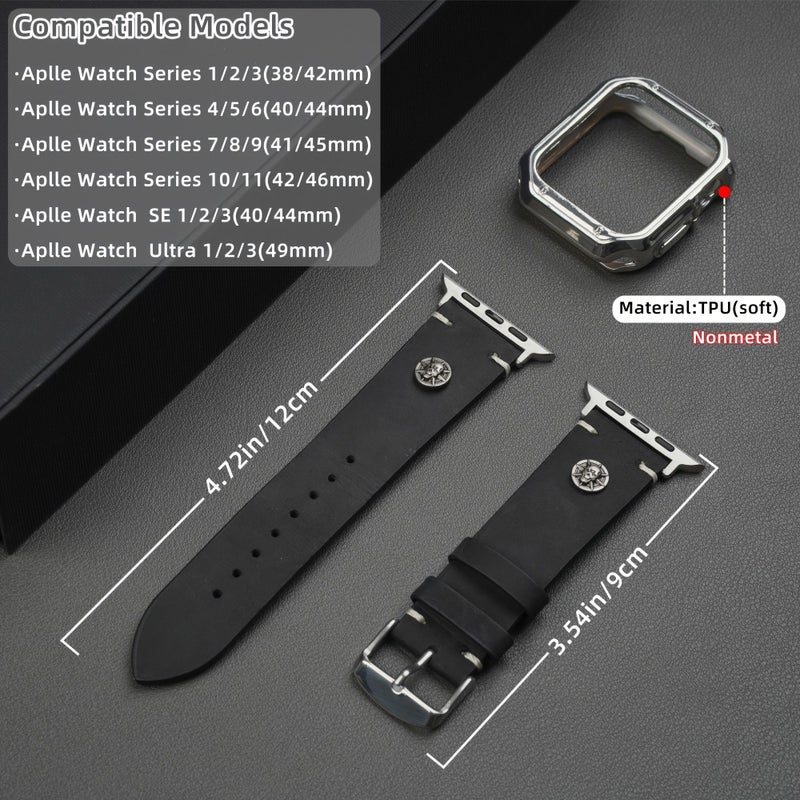 Compatible With Ultra Band 49mm 46mm 45mm 44mm 42mm For iWatch Series 10 9 8 7 6 5 4 3 2 1 SE Black - Image 2