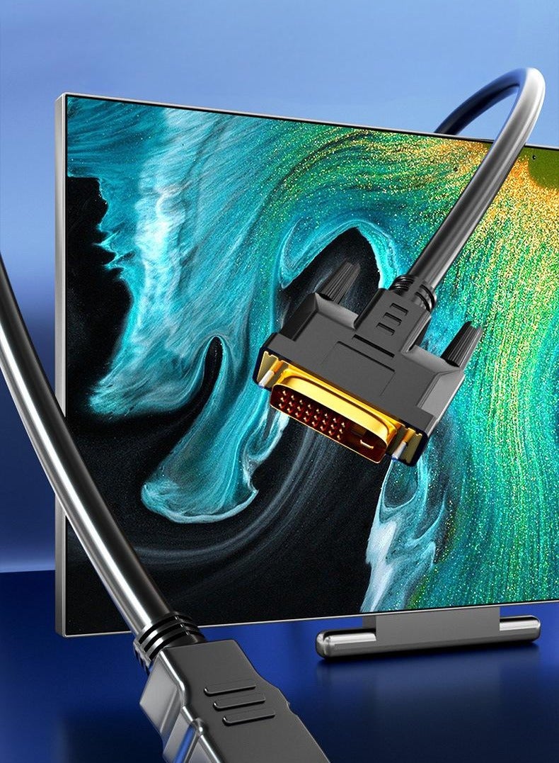 HDMI to DVI Adapter Cable – Gold Plated HDMI Male to DVI Male Converter Cable – Supports 1920x1080 Resolution – 1.5 Meters  - Image 3