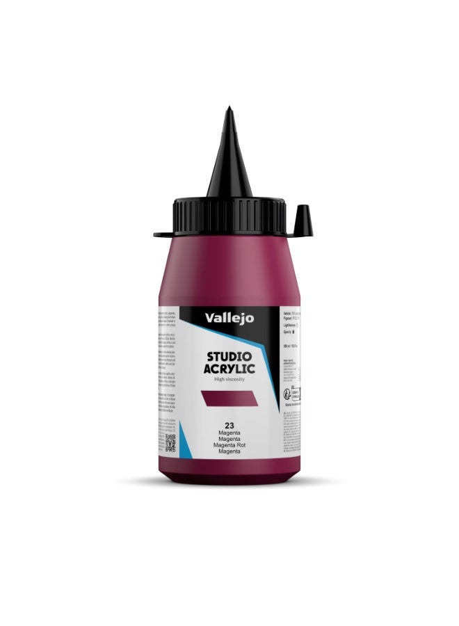 Professional Acrylic Paint for Artists & Studios – Magenta, High Pigment, Smooth Coverage on Canvas & Wood – 500ml