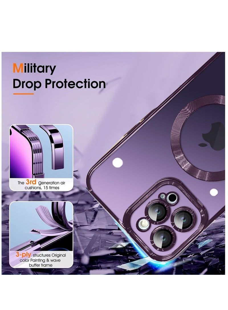 ELTRAZONE Magnetic Case for iPhone 15 Pro Max Case [Compatible with MagSafe] Full Camera Protection Clear Plating Luxury Cover for Women Men Soft TPU Bumper Drop Protective Phone Case 6.7 in - Deep Purple - Image 4