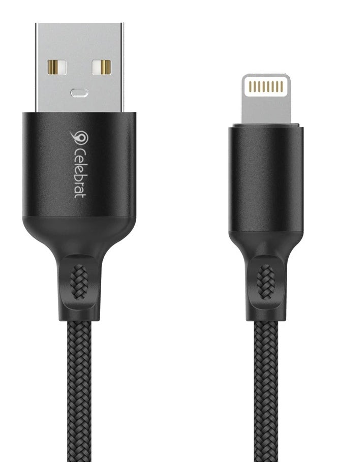 Celebrat Celebrat CB-32 Portable USB To Lightning Fast Charge And Data Transmission Cable With Braided wire Design And Practical Fits Iphone 2.4A /480mbps /1000mm - Black  - Image 1