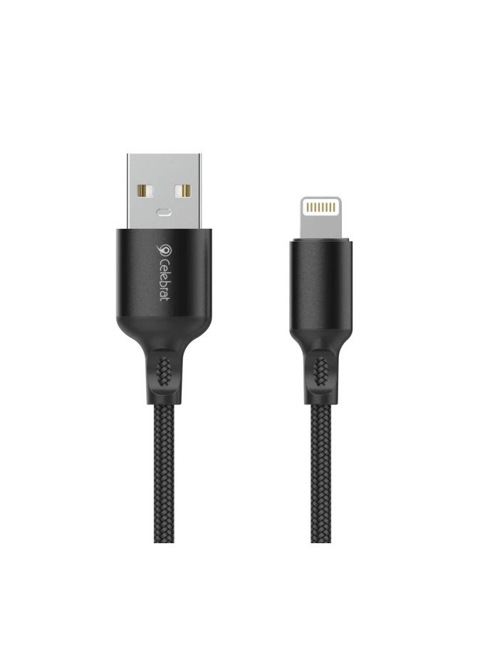 Celebrat Celebrat CB-32 Portable USB To Lightning Fast Charge And Data Transmission Cable With Braided wire Design And Practical Fits Iphone 2.4A /480mbps /1000mm - Black  - Image 2