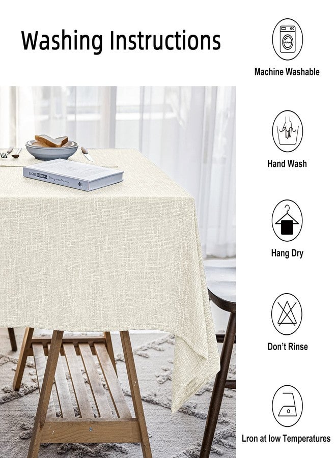 JSFLY Waterproof Cotton Linen Tablecloths Rectangle Dining Table Cloth, Wipe Clean Indoor & Outdoor Table Cover for Buffet Party and Banquets, Wrinkle Resistant（54"x86"） Beige - Image 4