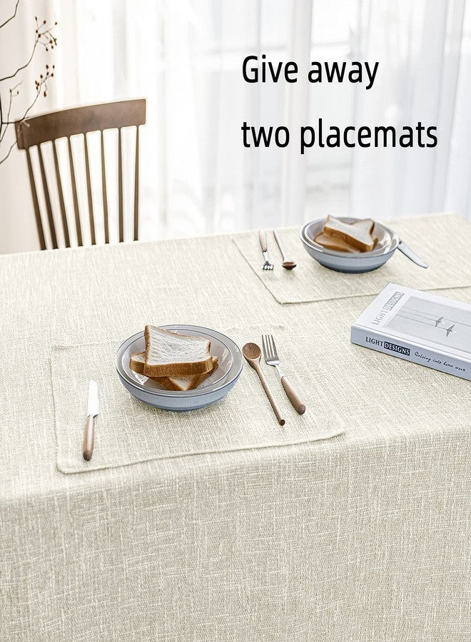 JSFLY Waterproof Cotton Linen Tablecloths Rectangle Dining Table Cloth, Wipe Clean Indoor & Outdoor Table Cover for Buffet Party and Banquets, Wrinkle Resistant（54"x86"） Beige - Image 5