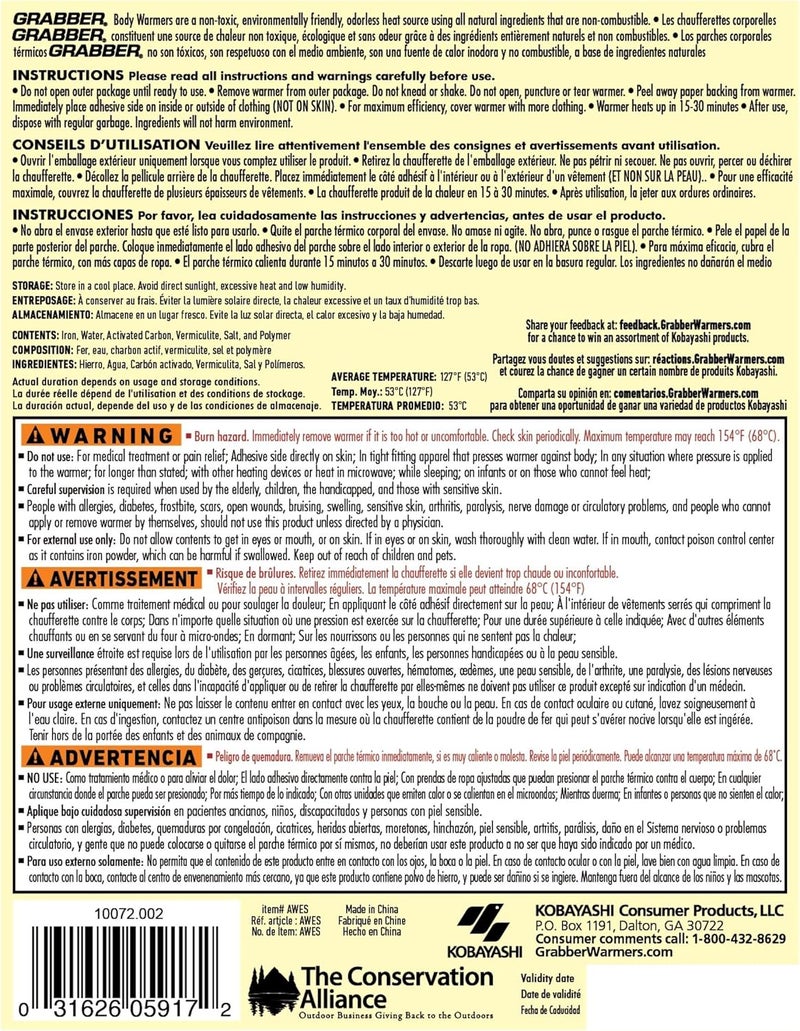 Grabber Warmers 12+ Hours Peel N' Stick Body Warmer, 40-Count Pack - Image 4