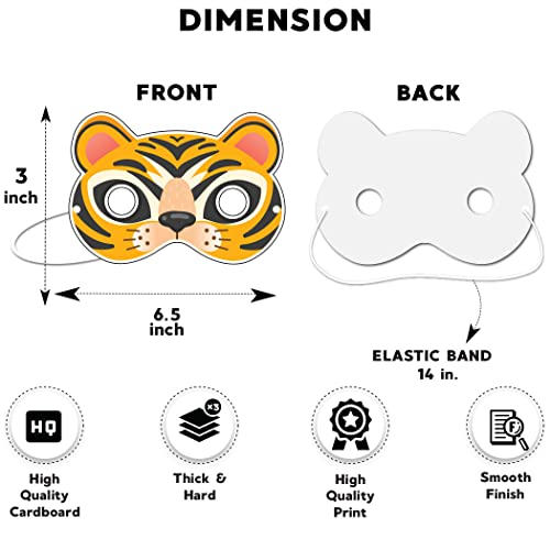 Festiko® Tiger Theme Face Masks (12 Pcs), Tiger Theme Party Supplies, Return Gifts for Kids, Tiger Theme Party Items,Face Masks for Kids - Image 3