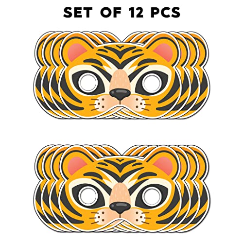 Festiko® Tiger Theme Face Masks (12 Pcs), Tiger Theme Party Supplies, Return Gifts for Kids, Tiger Theme Party Items,Face Masks for Kids - Image 2