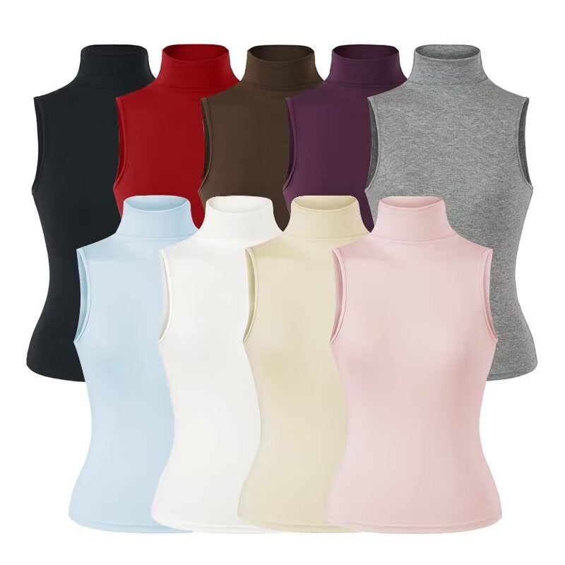 Women's High Neck Sleeveless Tencel Slim Fit Cami Top - Image 2