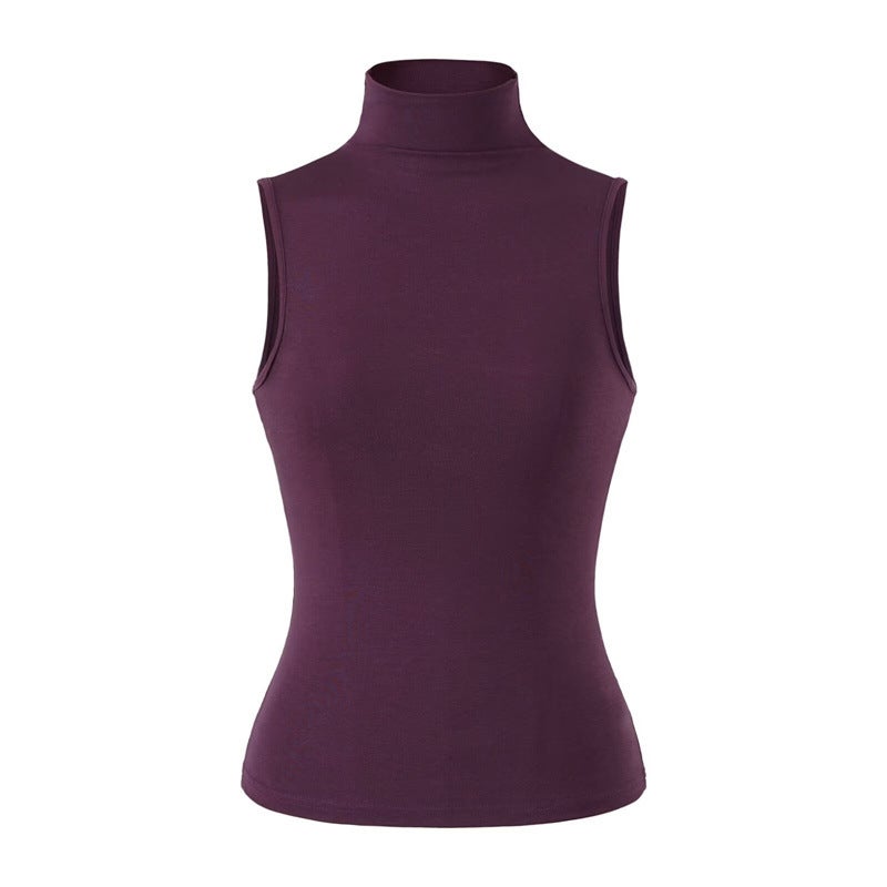 Women's High Neck Sleeveless Tencel Slim Fit Cami Top - Image 1