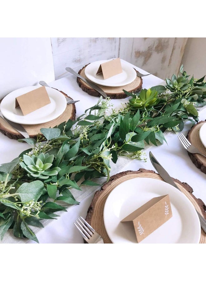 Supla Fake Greenery Garlands Artificial Silver Dollar Eucalyptus Garland in Grey Green and Willow Twigs Garland Intertwined Together for Rustic Wedding Arch Swag Doorways Table Runner Decoration - Image 4