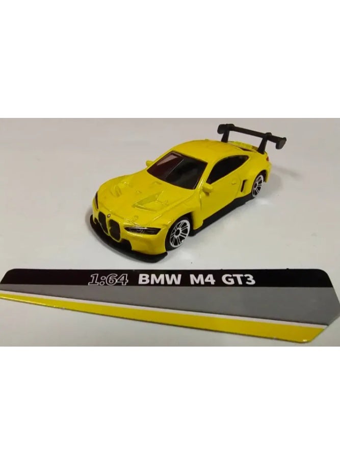 D-Power BMW M4 GT3  Yellow | DieCast Replica, Ultimate Collector's Item, Race Cars | Toy Vehicles, Metal Toy Car Model  Pull Back Collection | Size  1:64, For Kids 3+ - Image 1