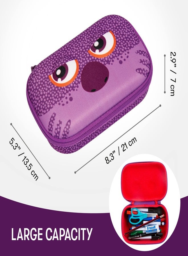 ZIPIT Wildlings Pencil Box for Girls, Large Capacity Cute Pencil Case for School, Stationery Organizer Box, Purple - Image 2