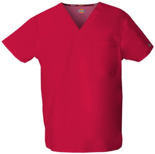 Dickies Men's V-Neck Scrub Top, Red, 4X-Large - Image 2