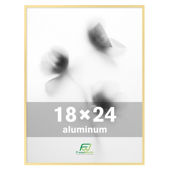18x24 Brushed Aluminum Poster Frames Modern Brushed Metal Design wShatterproof Plexiglass Perfect for Posters Artwork Paintings Wall Displays Home or Office Decor Gold 1 Pack