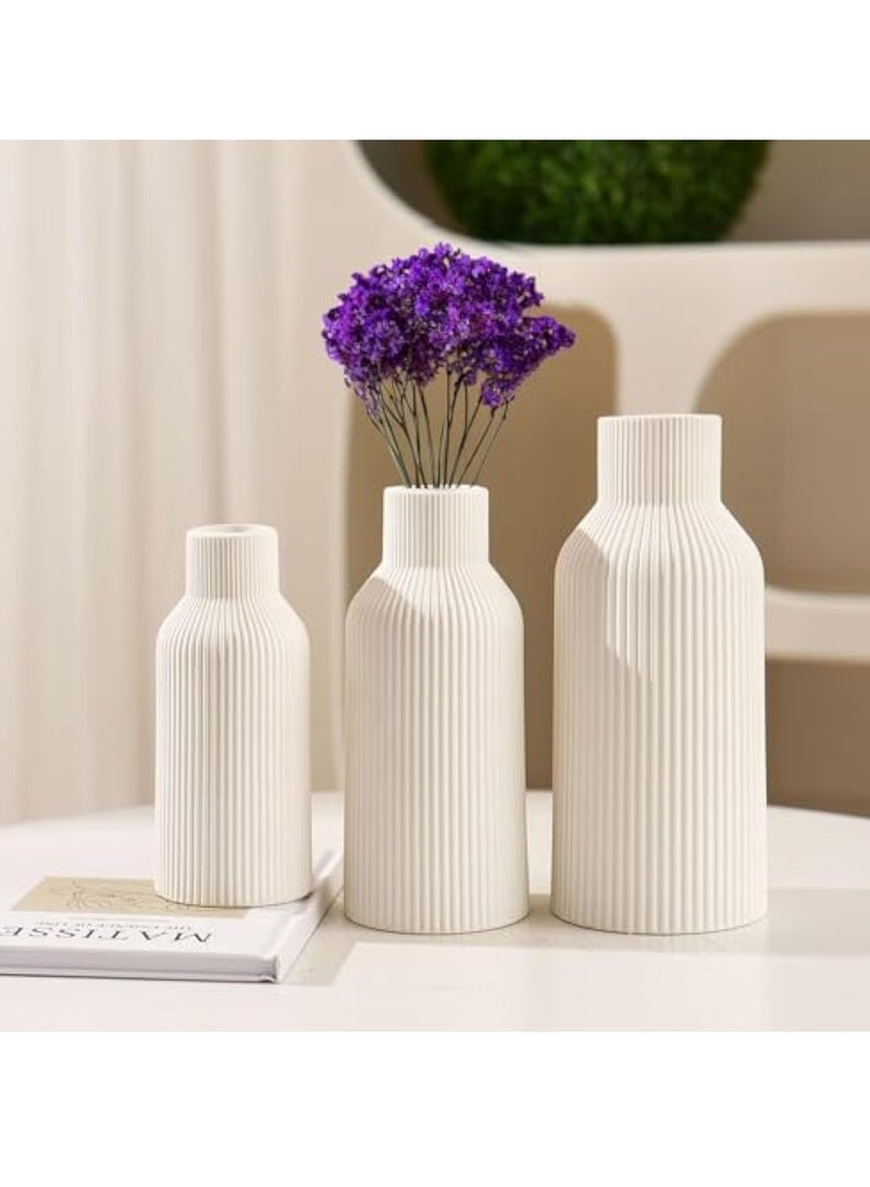 YelaJoy Heifgott Vase, White Ceramic Vase Set of 3 - Farmhouse Decor, Home Decor, Pampas Grass Vases for Kitchen, Bedroom, Office, Living Room, Bathroom, Wedding, Entryway, Table Centerpieces - Image 5