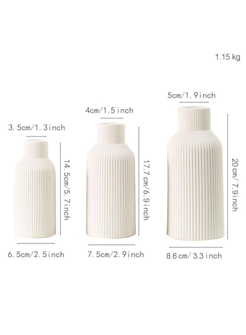 YelaJoy Heifgott Vase, White Ceramic Vase Set of 3 - Farmhouse Decor, Home Decor, Pampas Grass Vases for Kitchen, Bedroom, Office, Living Room, Bathroom, Wedding, Entryway, Table Centerpieces - Image 4