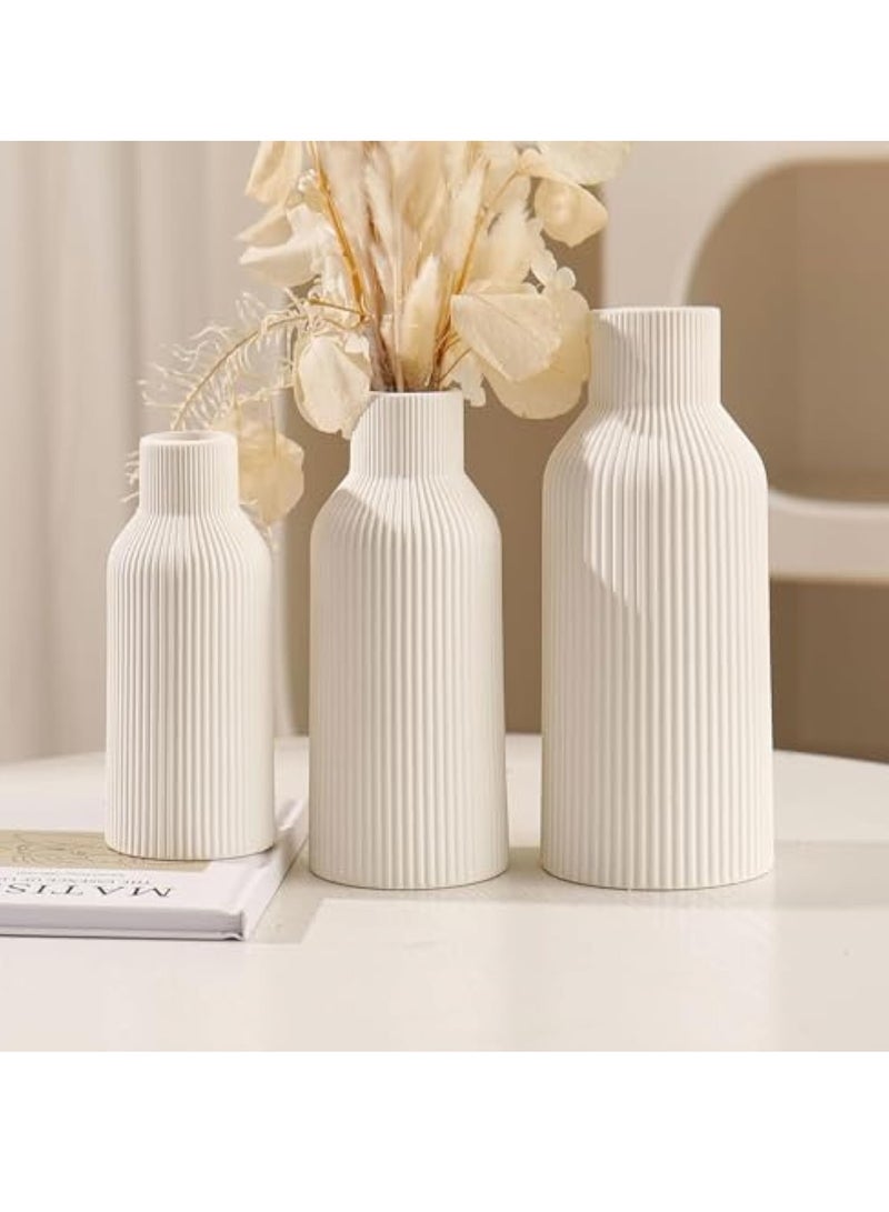 YelaJoy Heifgott Vase, White Ceramic Vase Set of 3 - Farmhouse Decor, Home Decor, Pampas Grass Vases for Kitchen, Bedroom, Office, Living Room, Bathroom, Wedding, Entryway, Table Centerpieces - Image 1