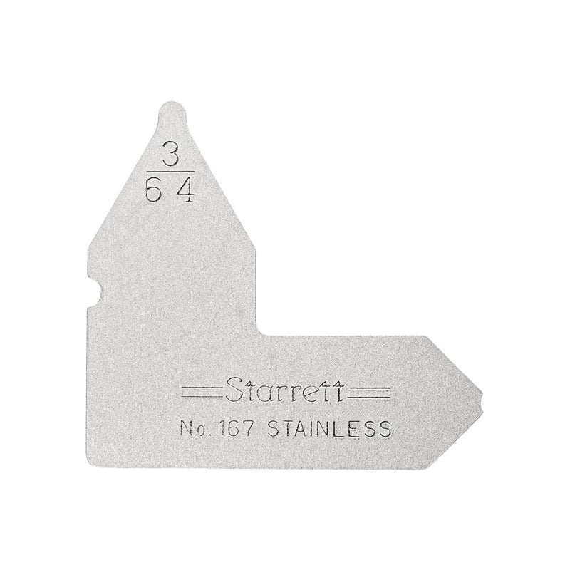 Starrett Individual Radius Gage with Extra Smooth, Accurate Edges for Convex and Concave Radii - Satin Finish Stainless Steel, 3/64" Range - 167-3/64 - Image 1