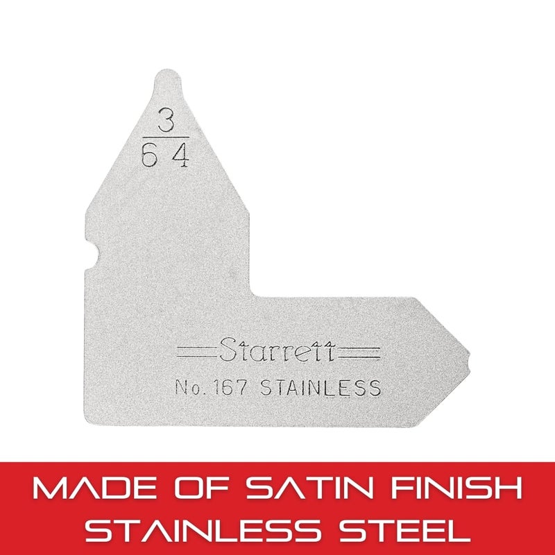 Starrett Individual Radius Gage with Extra Smooth, Accurate Edges for Convex and Concave Radii - Satin Finish Stainless Steel, 3/64" Range - 167-3/64 - Image 4