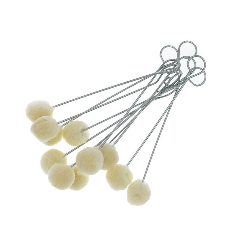 50 Pieces Wool Daubers Ball Brush Leather Dye Dauber Dyeing Applicator with Metal Handle for DIY Crafts Projects