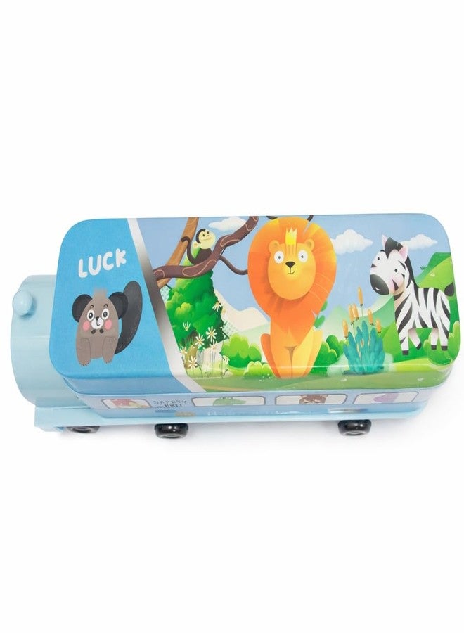 SMAX Train Shape Multifunction Pencil Case for Girls Boys, Cute Cartoon Double Compartment Pencil Box Organizer Stationery with Sharpener, School Supplies,Birthday Gifts (Design_2) - Image 1