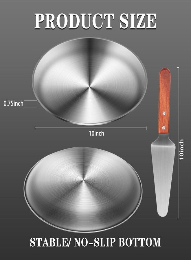 tchrules 10 Inch Pizza Pan Set of 8, Stainless Steel Pizza Tray, Round Non-Stick Coating Pizza Plate for Oven Kitchen Baking Home Restaurant, Dishwasher Safe （Silver - Image 2
