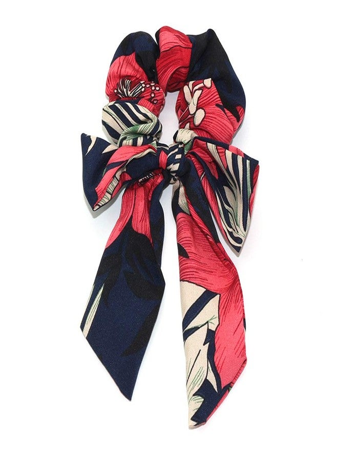 DINPREY Tropical Travel Style Scrunchy Hair Rope Ties,Ribbon Bow Scrunchies Elastics Hair Bands,Soft Scarf Hair Ties Bowknot Ponytail Holder for Women Girls (Printed Scrunchies -5PCS-A) - Image 5