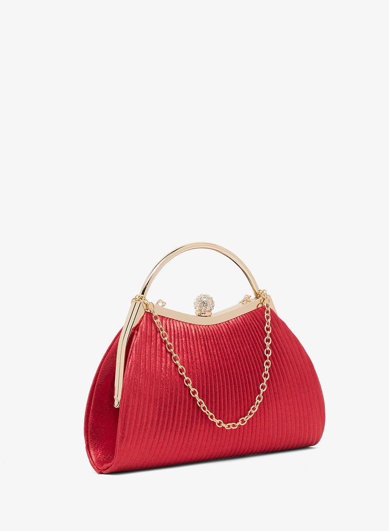 Khizana Red Embellished Top Handle Bag - Image 3