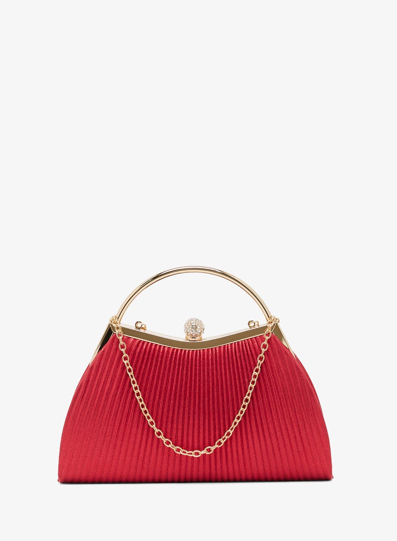 Khizana Red Embellished Top Handle Bag - Image 1
