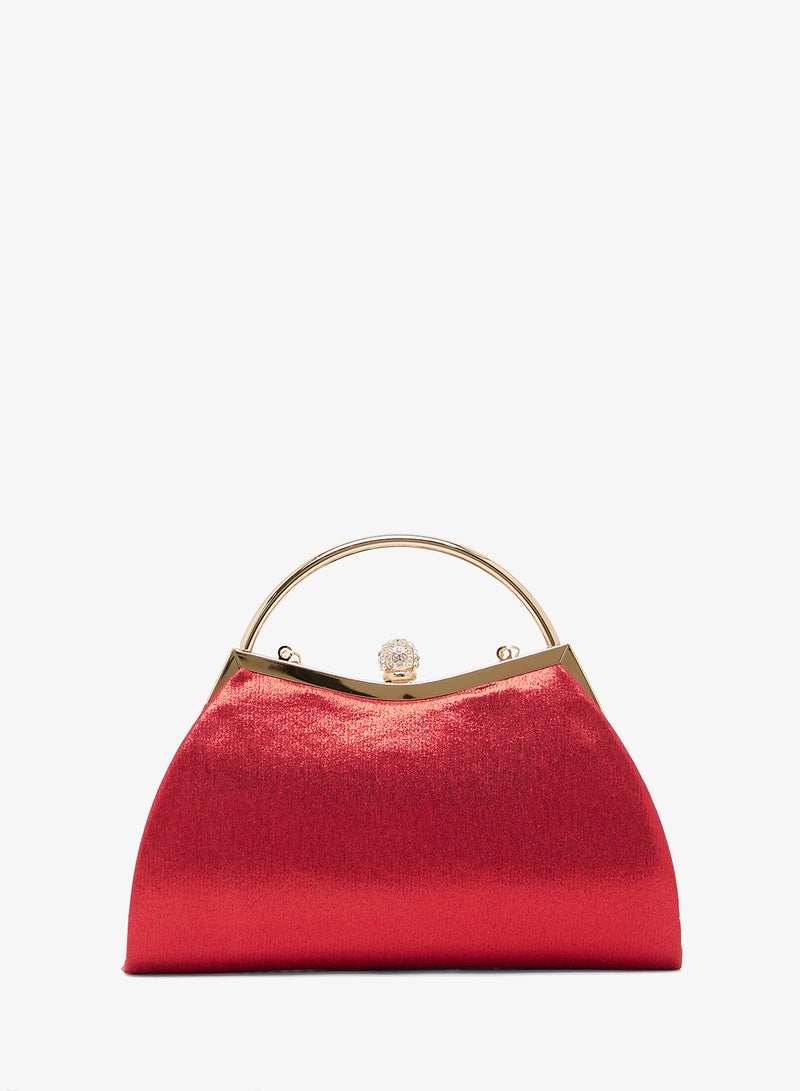 Khizana Red Embellished Top Handle Bag - Image 2