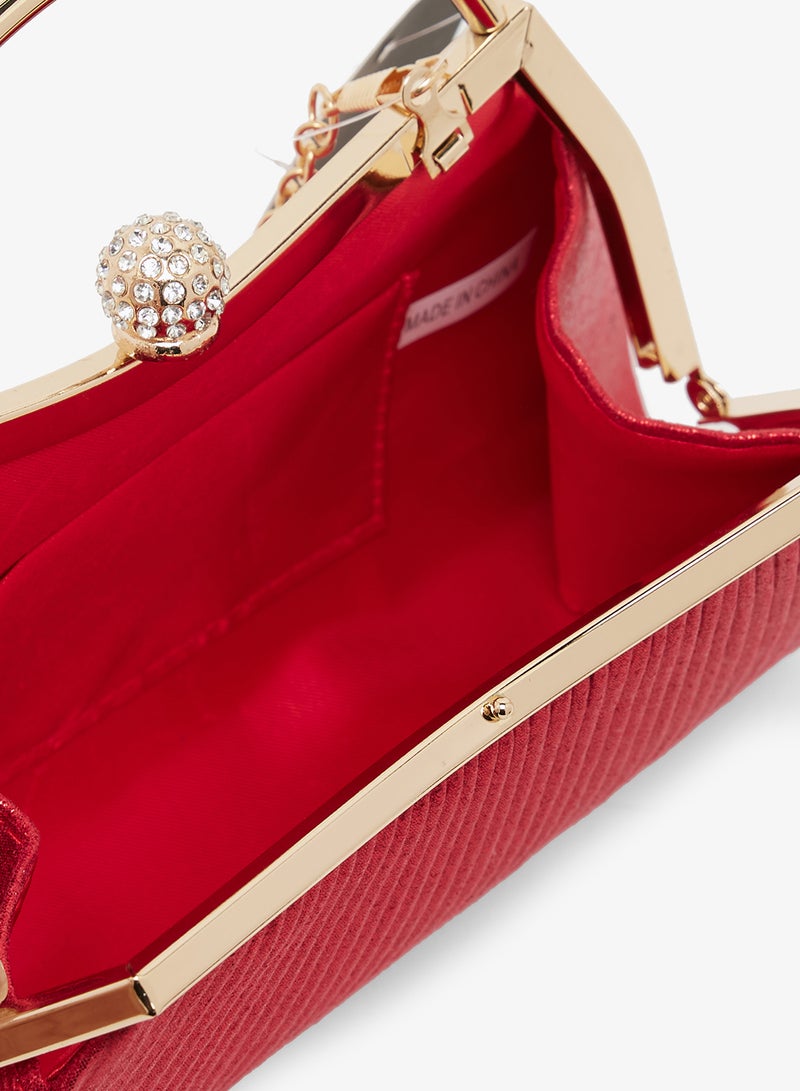 Khizana Red Embellished Top Handle Bag - Image 5