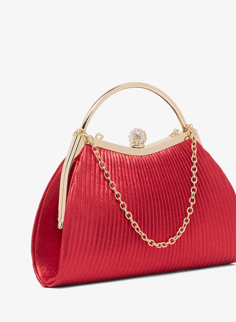 Khizana Red Embellished Top Handle Bag - Image 4