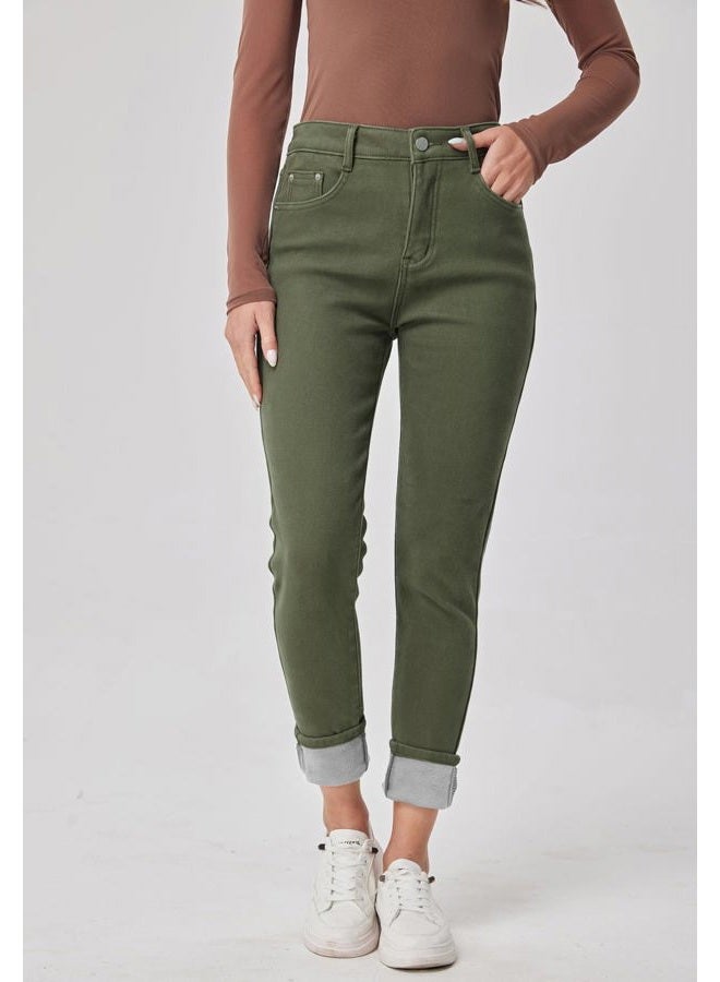 heipeiwa Women's Fleece Lined Winter Jeans Thermal Stretch Warm Flannel Skinny Denim Pants - Image 3