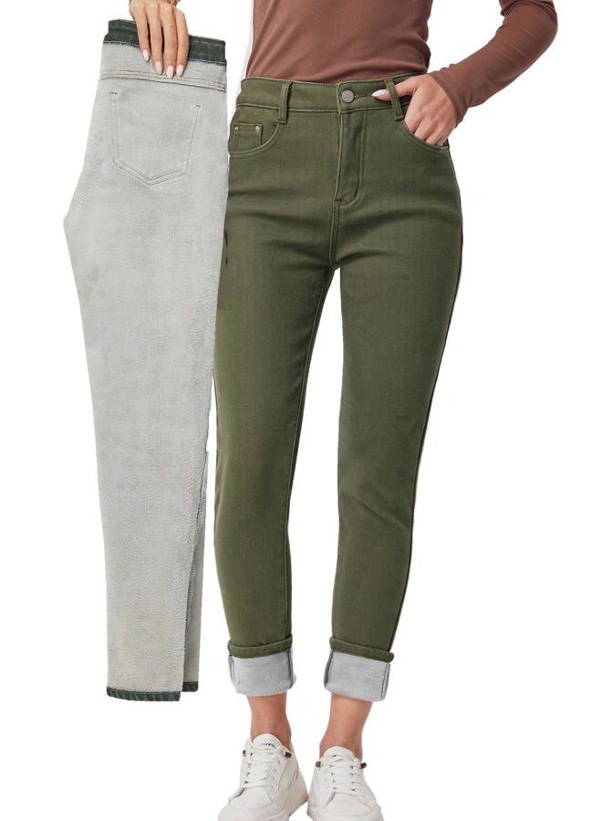 heipeiwa Women's Fleece Lined Winter Jeans Thermal Stretch Warm Flannel Skinny Denim Pants - Image 1