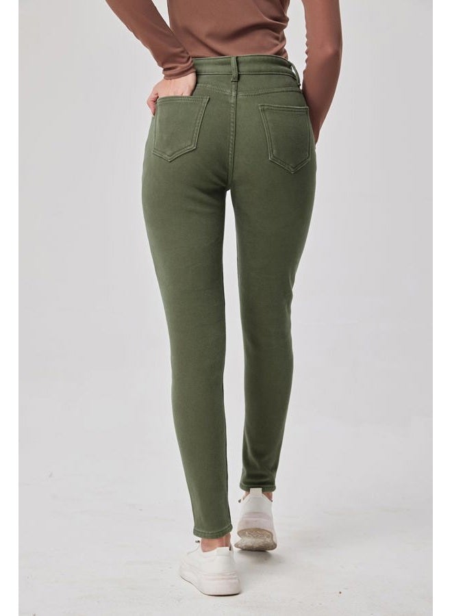 heipeiwa Women's Fleece Lined Winter Jeans Thermal Stretch Warm Flannel Skinny Denim Pants - Image 4