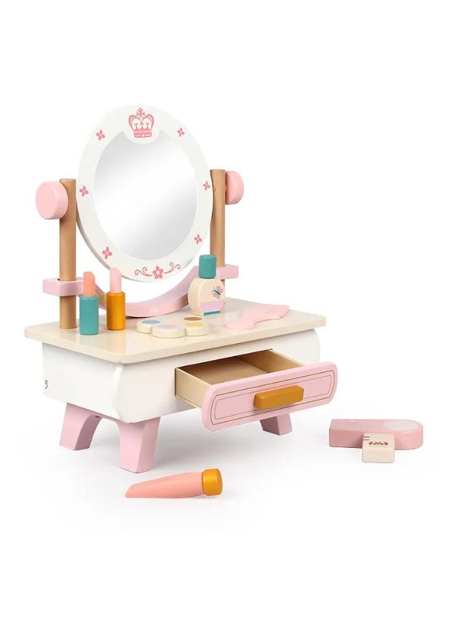Wooden Mini Pink dressing Table Children's table and chair role-playing game Play as a family toy - Image 1