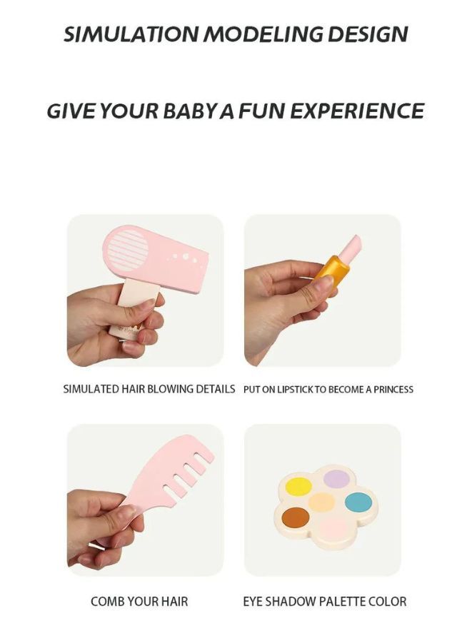 Wooden Mini Pink dressing Table Children's table and chair role-playing game Play as a family toy - Image 4