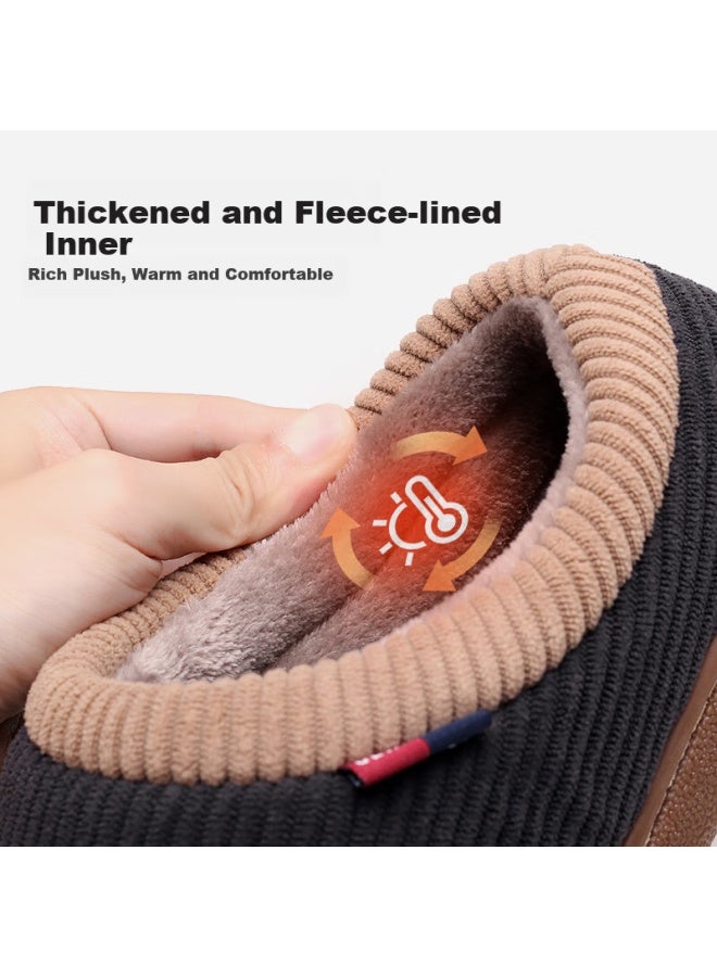 Guoluofei Cotton Slippers Non-slip Men And Women Winter Thickened Warm Home Slippers For Middle-aged And Elderly Wine Red Size 38-39 - Image 2