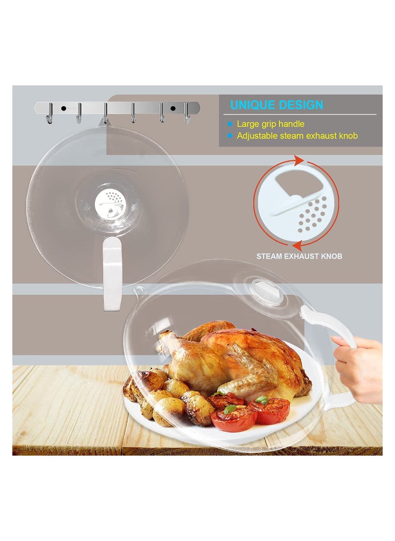KASTWAVE - Microwave Splatter Cover, Cover for Food Microwave Plate Cover Guard Lid with Handle, Hanging Hole and Adjustable Steam Vents Microwave Oven Cleaner, 10.5 Inch Transparent & BPA Free - Image 1