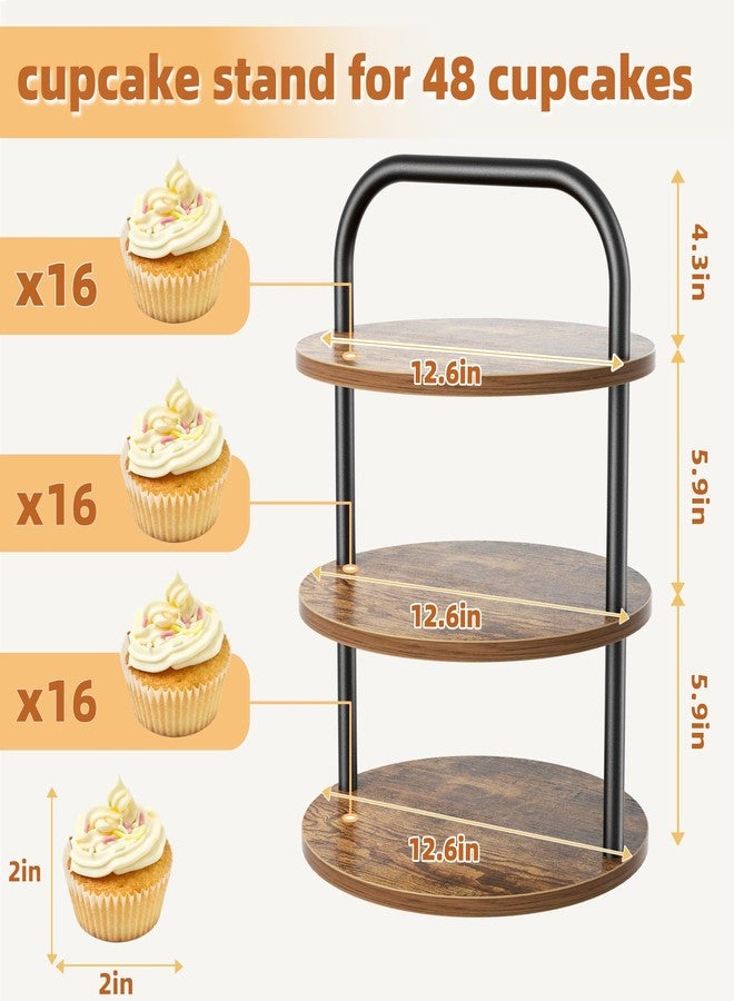 Aminigram 2 Pack Wooden Cupcake Stand, 3 Tier Large Cupcake Tower Stand 50 Cupcakes, Dessert Stand Cupcake Display Stand Cupcake Tower for Party, Wedding, Birthday, Halloween, Farmhouse Decor - Image 3