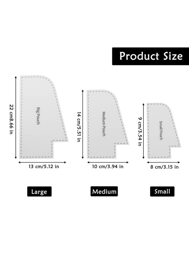 TXIN TXIN Set of 3 Purse Bag Pattern Template, 3 Sizes Bag Sewing Template, Clear Plastic Handbag Pre Cut on Fold Stencil, Handmade Bag Patchwork Ruler for DIY Purse Bag Making Supplies (5.7/7/ 8.7 Inch)  - Image 2