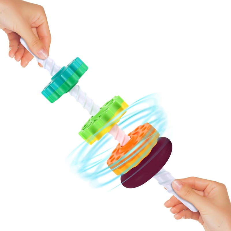 LMTNNB Spinning Stacking Toys - Rainbow Tower, Kids Stackable Spinning Toy, Educational Toy for Toddlers 1-3, Strong ABS Plastic, Color & Shape Recognition, Builds Sensory & Motor Skills - Image 4