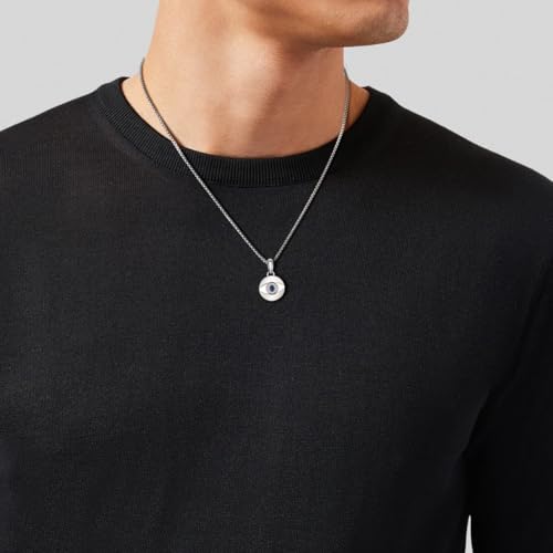 GAVU Men’s Stainless Steel Pendant Necklace, Protection Necklace Evil Eye Necklace for Men, Silver Necklace for Men 20” - Image 2