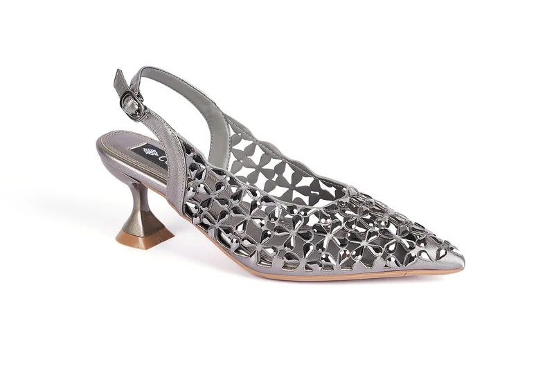 Cuple Ladies Mid heel slingback mules embellished