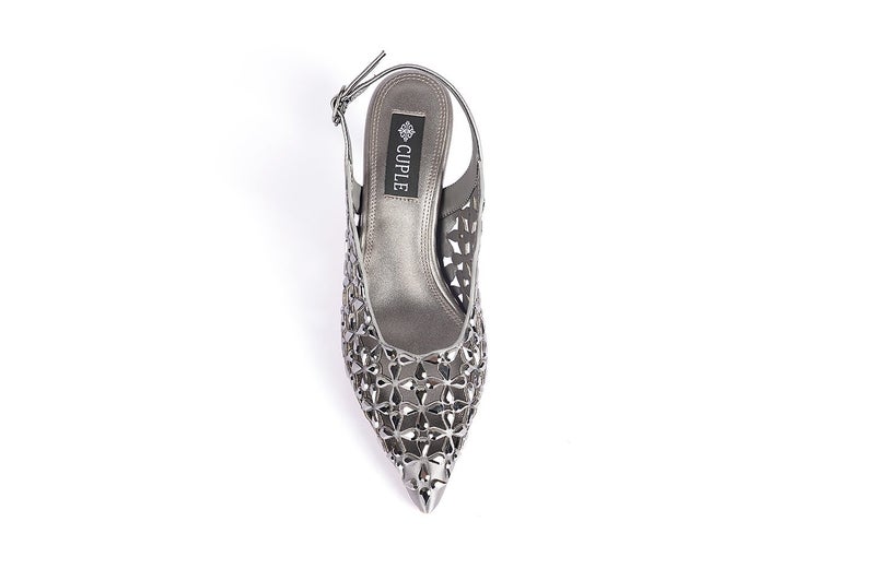 Cuple Ladies Mid heel slingback mules embellished - Image 3
